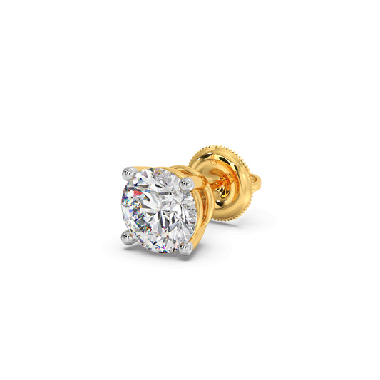 4 Prong Round-Cut 3.00 Ct Diamond Solitaire Studs