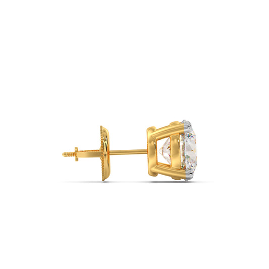 4 Prong Round-Cut 3.00 Ct Diamond Solitaire Studs