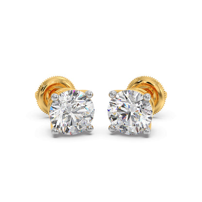 4 Prong Round-Cut 3.00 Ct Diamond Solitaire Studs