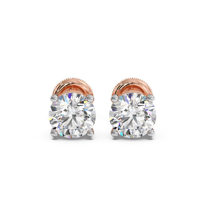 4 Prong Round-Cut 3.00 Ct Diamond Solitaire Studs