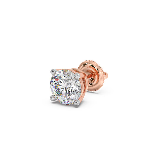 4 Prong Round-Cut 3.00 Ct Diamond Solitaire Studs