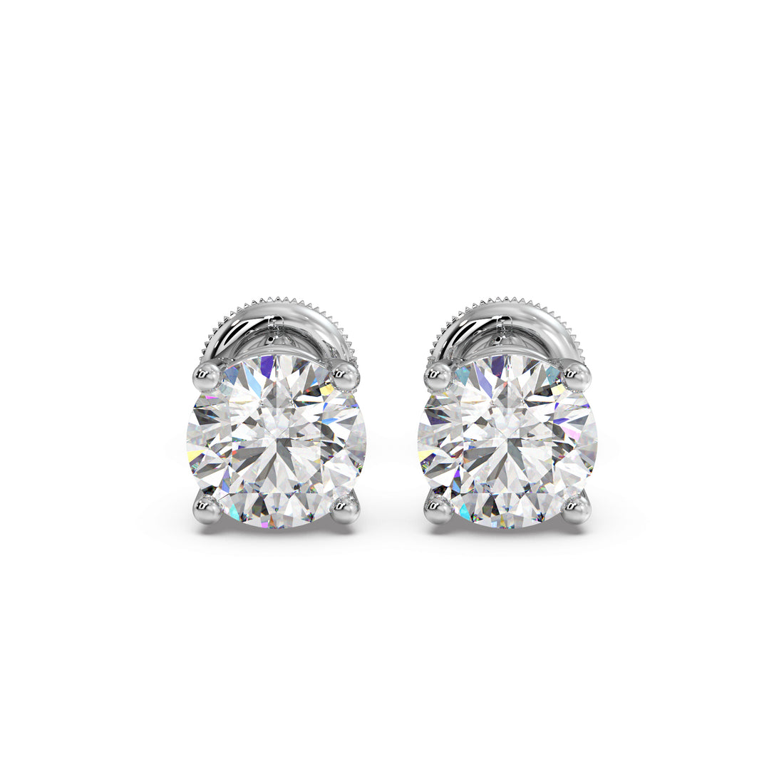 4 Prong Round-Cut 3.00 Ct Diamond Solitaire Studs