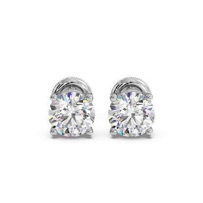 4 Prong Round-Cut 3.00 Ct Diamond Solitaire Studs