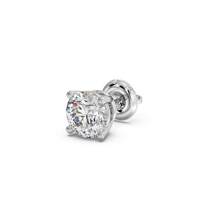 4 Prong Round-Cut 3.00 Ct Diamond Solitaire Studs