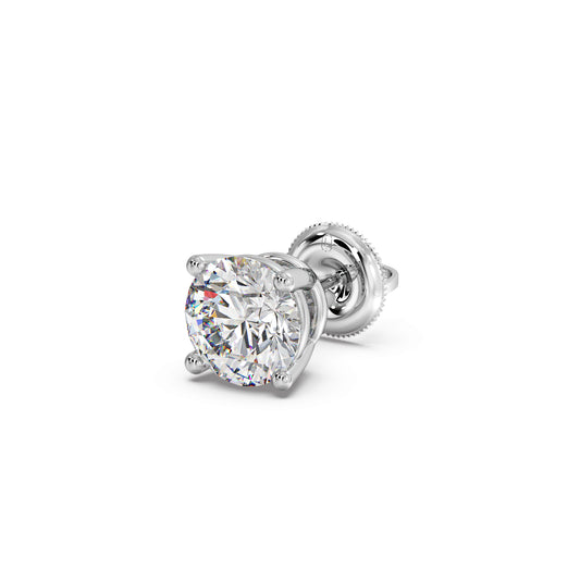 4 Prong Round-Cut 3.00 Ct Diamond Solitaire Studs