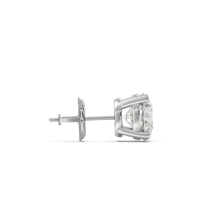 4 Prong Round-Cut 3.00 Ct Diamond Solitaire Studs