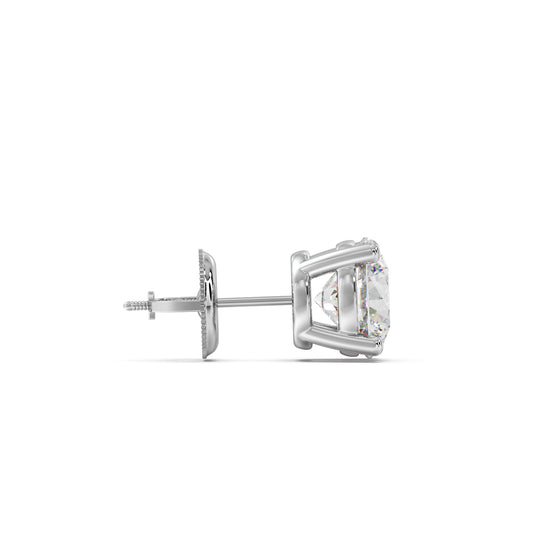 4 Prong Round-Cut 3.00 Ct Diamond Solitaire Studs