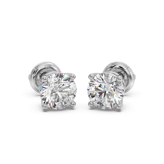 4 Prong Round-Cut 3.00 Ct Diamond Solitaire Studs