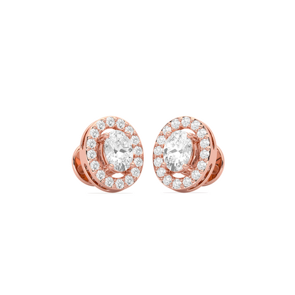 Classic Oval-Cualo Stud Earrings Diamond Halo Stud Earrings