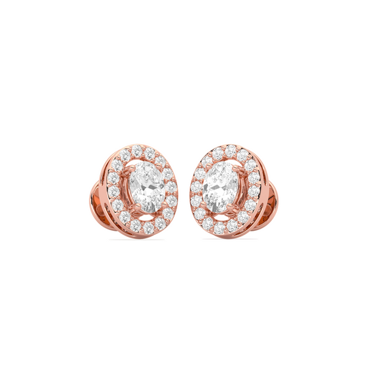 Classic Oval-Cualo Stud Earrings Diamond Halo Stud Earrings