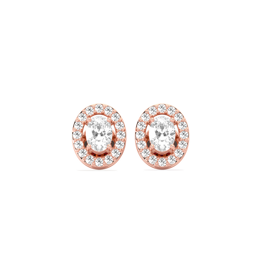 Classic Oval-Cualo Stud Earrings Diamond Halo Stud Earrings