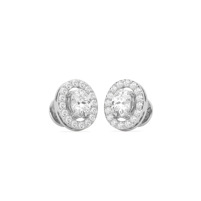 Classic Oval-Cualo Stud Earrings Diamond Halo Stud Earrings