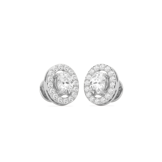 Classic Oval-Cualo Stud Earrings Diamond Halo Stud Earrings