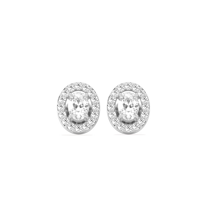 Classic Oval-Cualo Stud Earrings Diamond Halo Stud Earrings