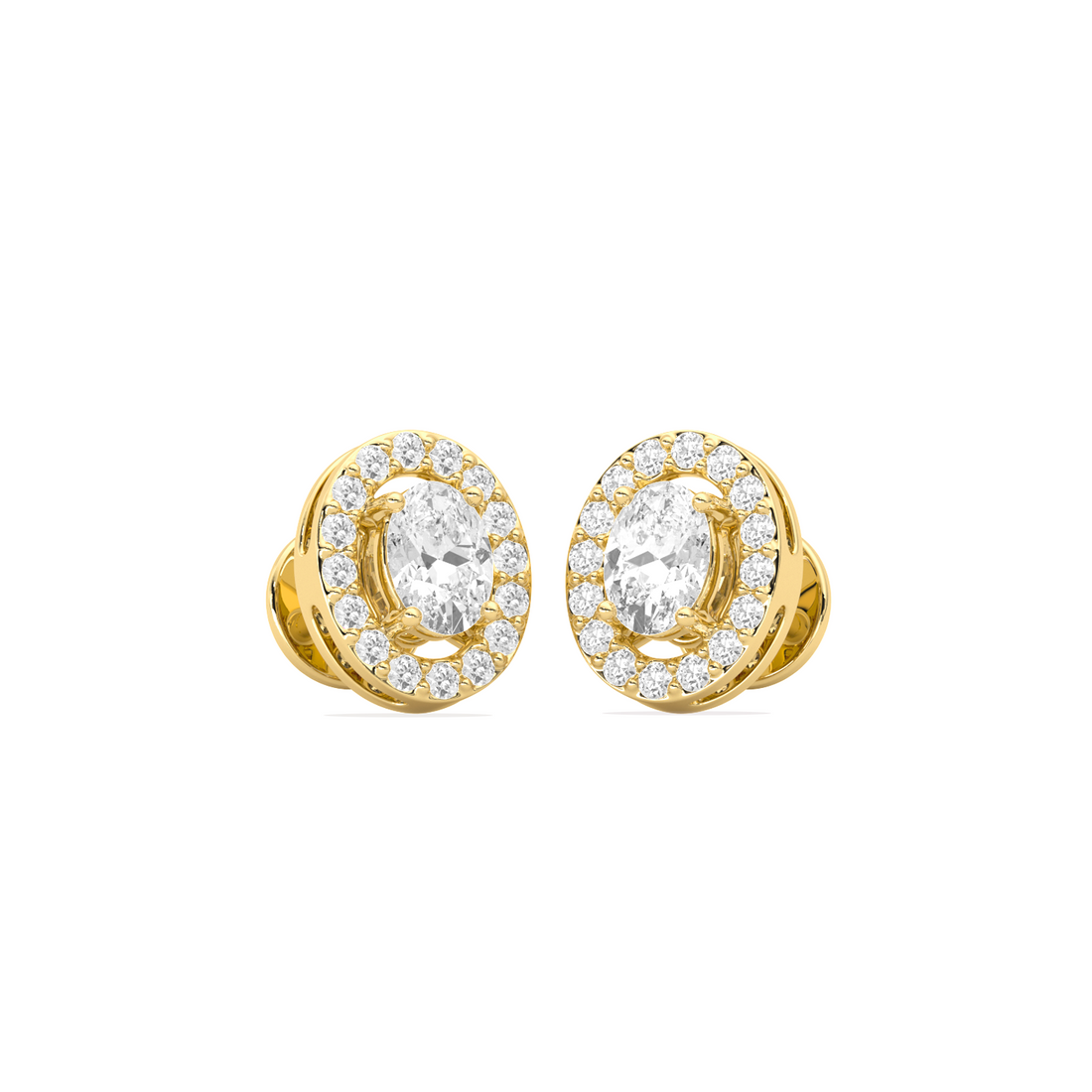 Classic Oval-Cualo Stud Earrings Diamond Halo Stud Earrings