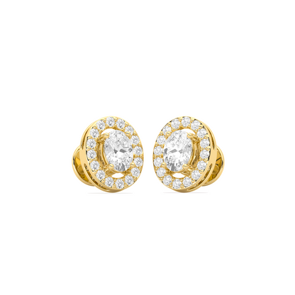 Classic Oval-Cualo Stud Earrings Diamond Halo Stud Earrings