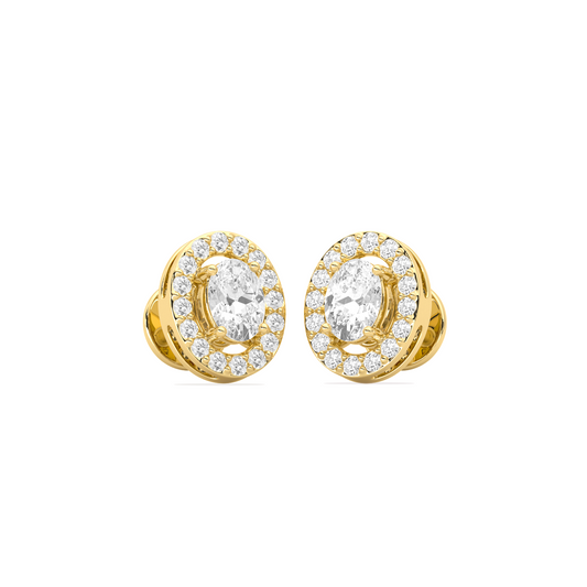 Classic Oval-Cualo Stud Earrings Diamond Halo Stud Earrings
