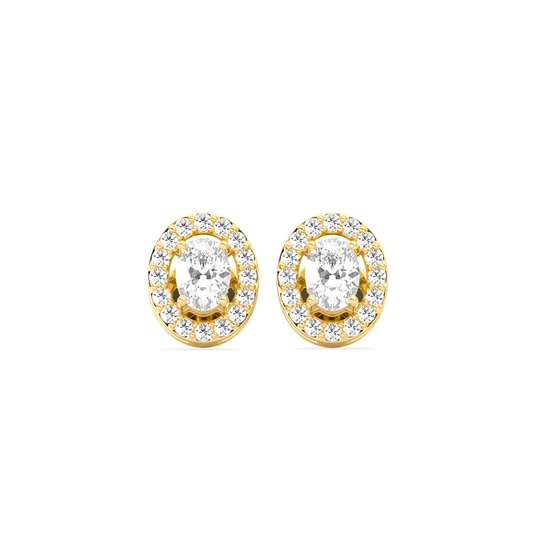 Classic Oval-Cualo Stud Earrings Diamond Halo Stud Earrings