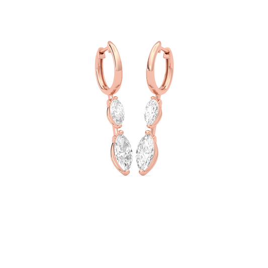 Marquise Diamond Drop Hoop Earrings