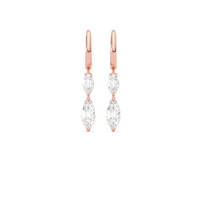 Marquise Diamond Drop Hoop Earrings