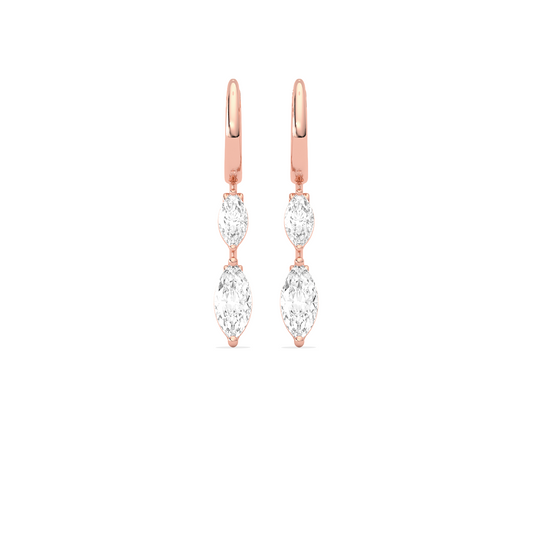 Marquise Diamond Drop Hoop Earrings