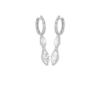Marquise Diamond Drop Hoop Earrings