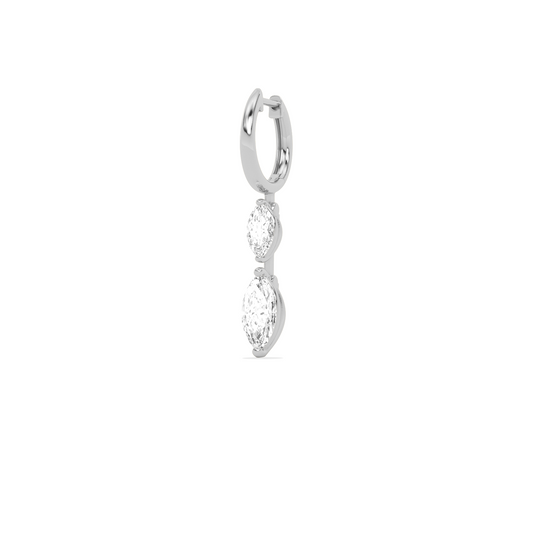 Marquise Diamond Drop Hoop Earrings