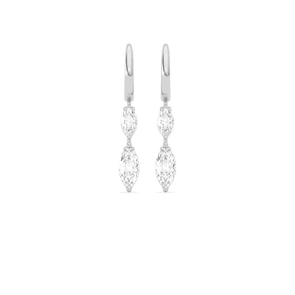 Marquise Diamond Drop Hoop Earrings