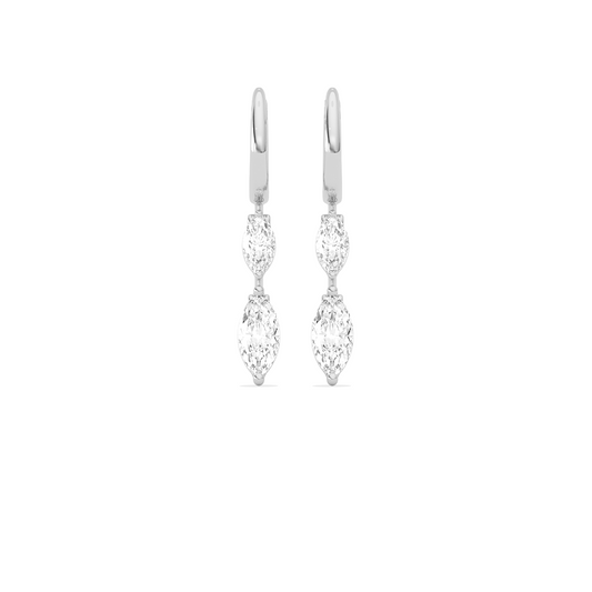Marquise Diamond Drop Hoop Earrings