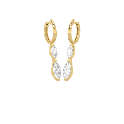 Marquise Diamond Drop Hoop Earrings