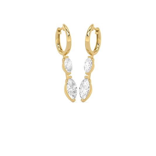Marquise Diamond Drop Hoop Earrings
