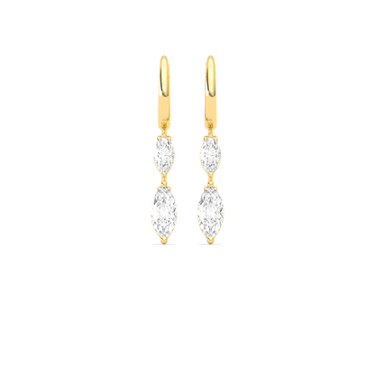 Marquise Diamond Drop Hoop Earrings
