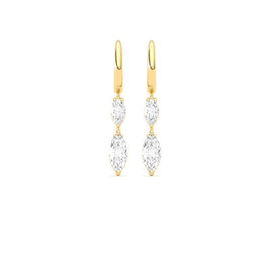 Marquise Diamond Drop Hoop Earrings
