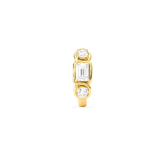 Emerald and Round-Cut Diamond Hoop Earrings