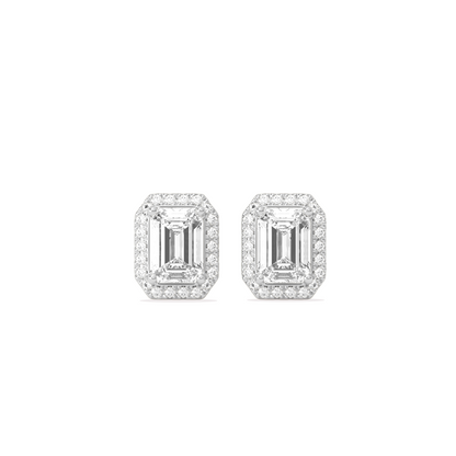 Emerald-Cut Halo Classic Diamond Studs