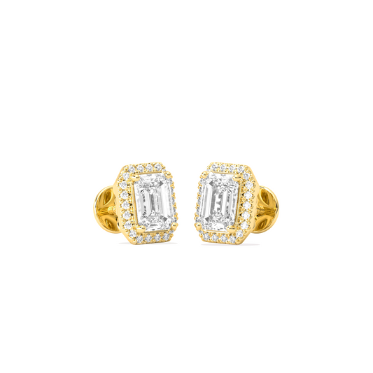 Emerald-Cut Halo Classic Diamond Studs