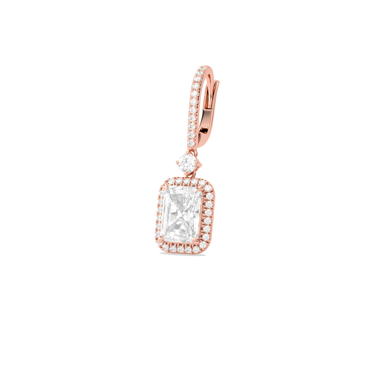 Radiant-Cut Classic Diamond Halo Drop Earrings