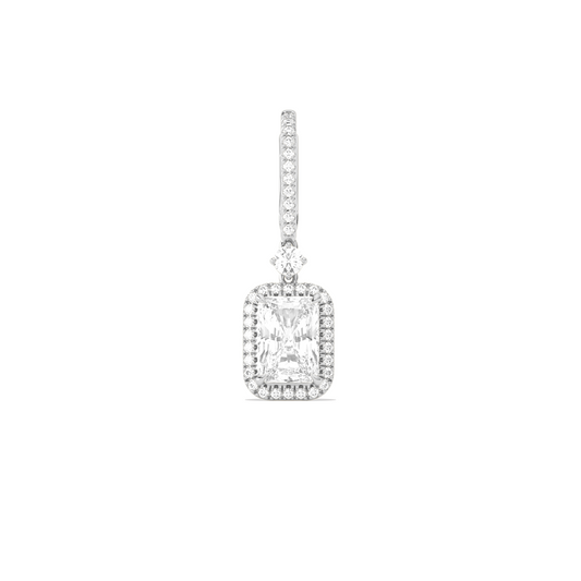 Radiant-Cut Classic Diamond Halo Drop Earrings