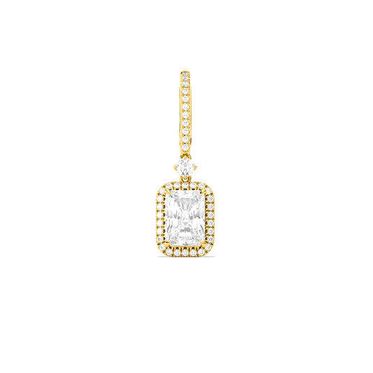 Radiant-Cut Classic Diamond Halo Drop Earrings