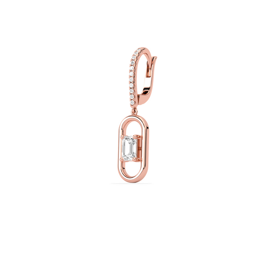 Elegant emerald cut diamond drop earring