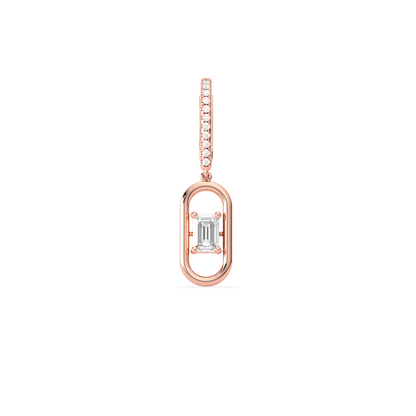 Elegant emerald cut diamond drop earring
