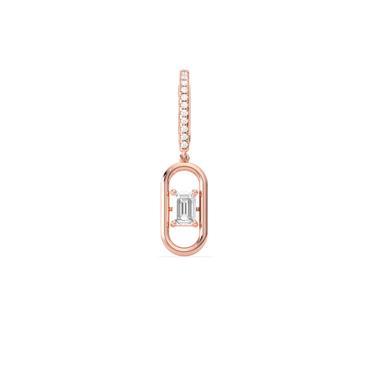 Elegant emerald cut diamond drop earring