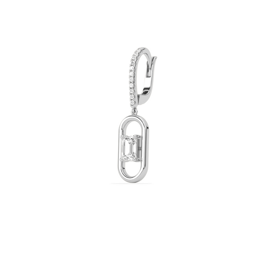 Elegant emerald cut diamond drop earring