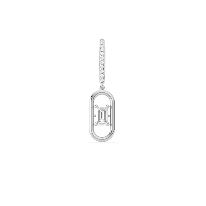 Elegant emerald cut diamond drop earring