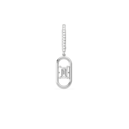 Elegant emerald cut diamond drop earring
