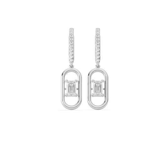 Elegant emerald cut diamond drop earring
