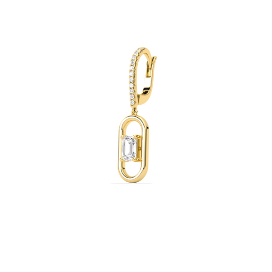 Elegant emerald cut diamond drop earring
