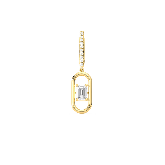 Elegant emerald cut diamond drop earring