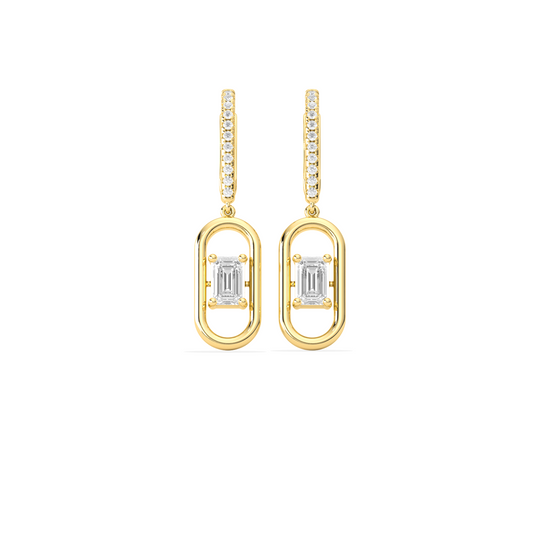 Elegant emerald cut diamond drop earring