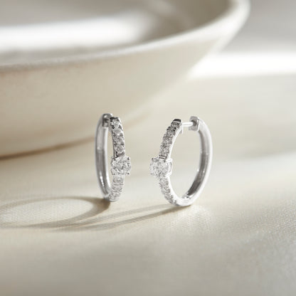 Classic pave diamond huggie hoops